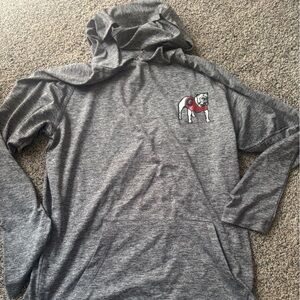 Gray Long Sleeve Tee with Bulldog Graphic
